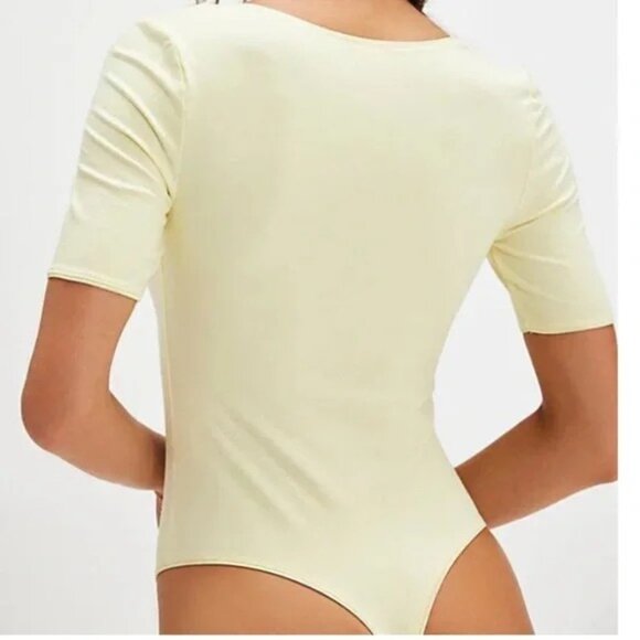 Free People Intimately High Noon Bodysuit Green Short Sleeve Cotton Blend Size L - Picture 13 of 13